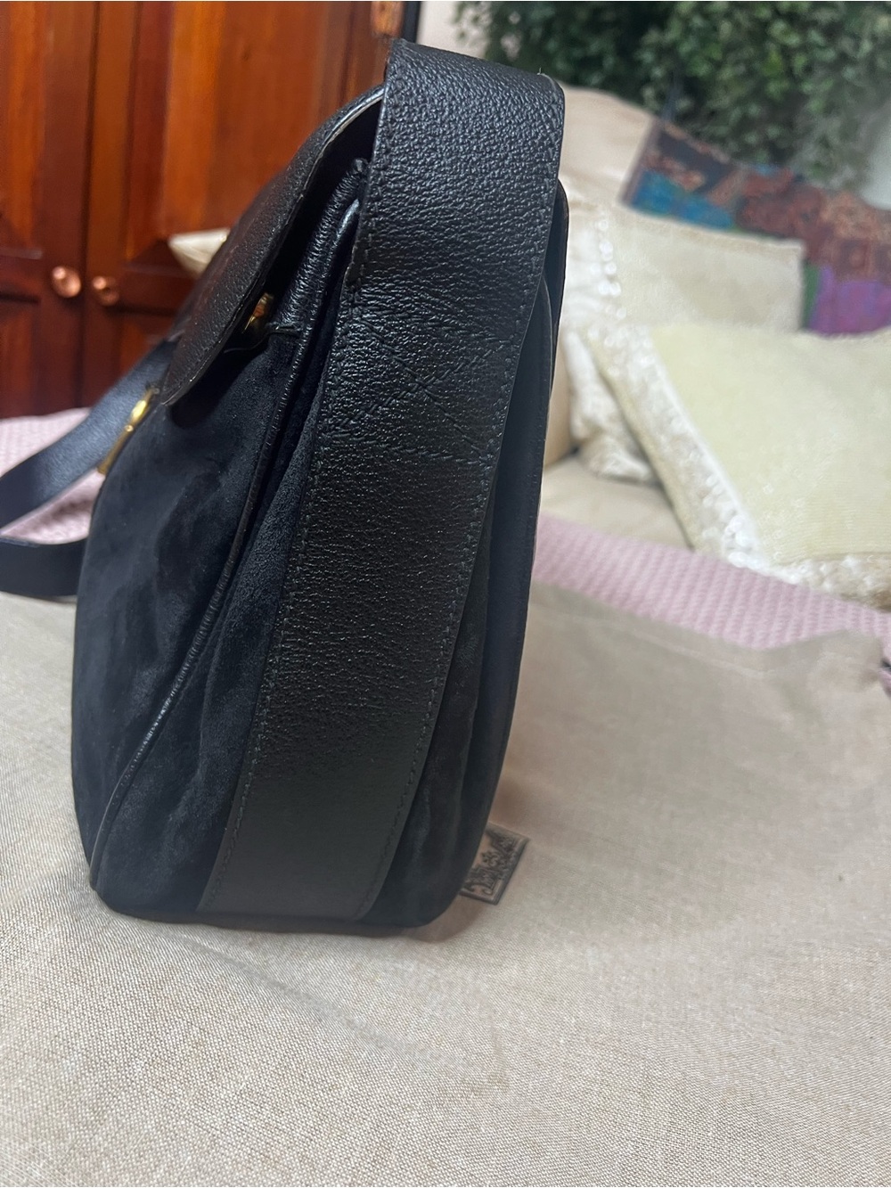 GUCCI STIRRUP SADDLE BAG VINTAGE BLACK LEATHER & SUEDE - Picture 6 of 16